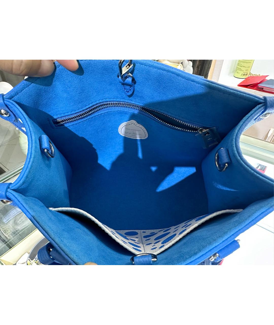 LOUIS VUITTON Голубая кожаная сумка с короткими ручками, фото 4