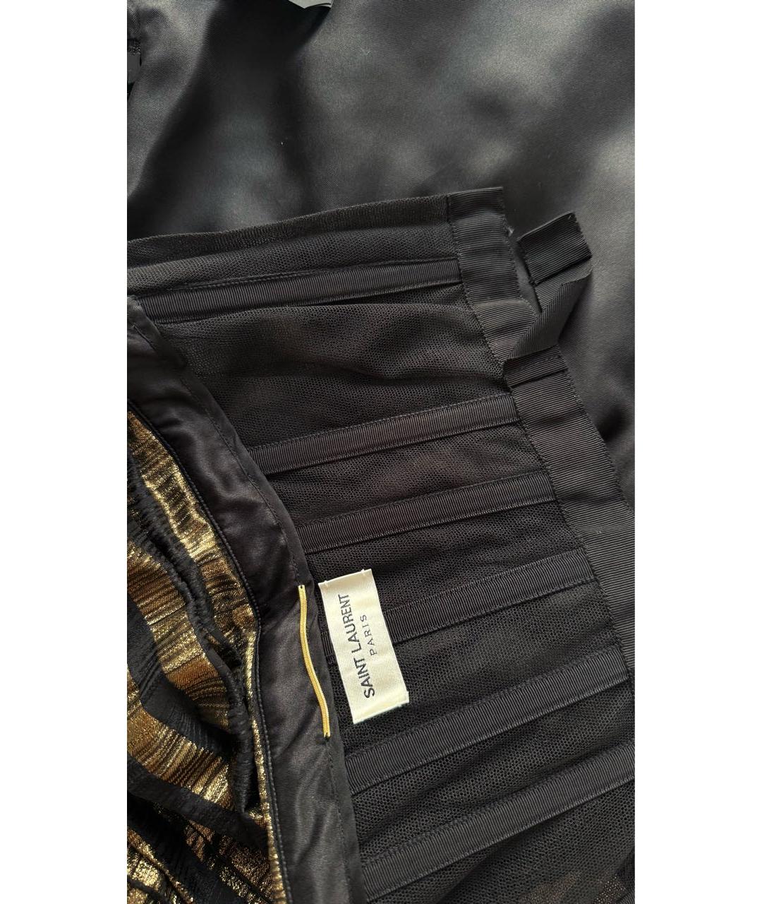 SAINT LAURENT Золотое шелковое коктейльное платье, фото 3