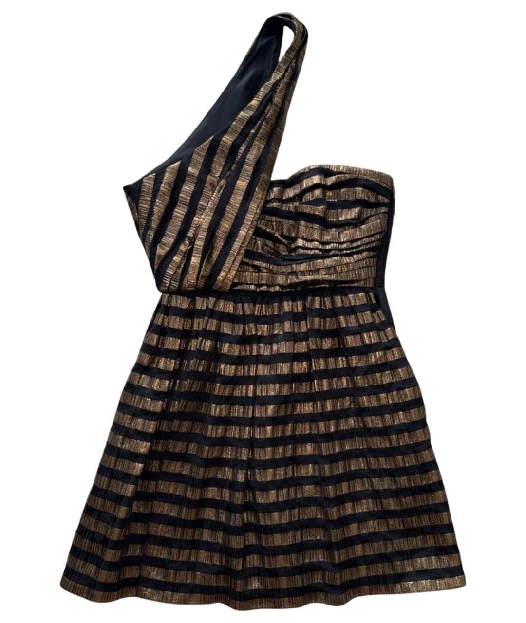 SAINT LAURENT Золотое шелковое коктейльное платье, фото 1