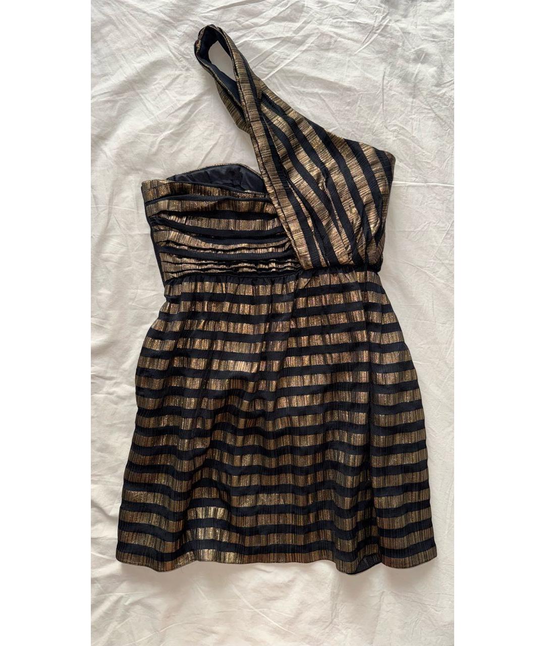 SAINT LAURENT Золотое шелковое коктейльное платье, фото 2