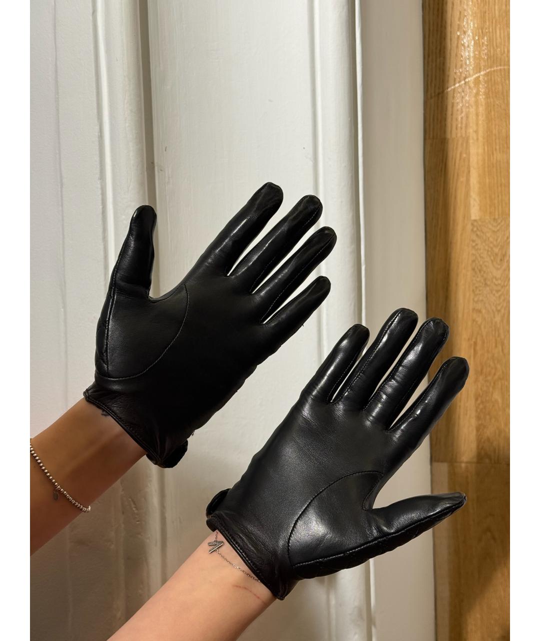 CHROME HEARTS Черные кожаные перчатки, фото 3