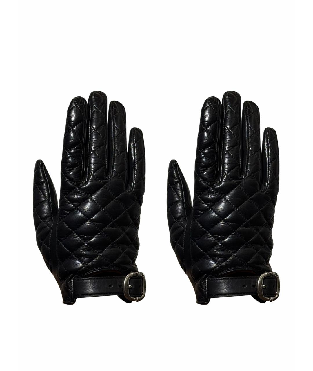 CHROME HEARTS Черные кожаные перчатки, фото 1