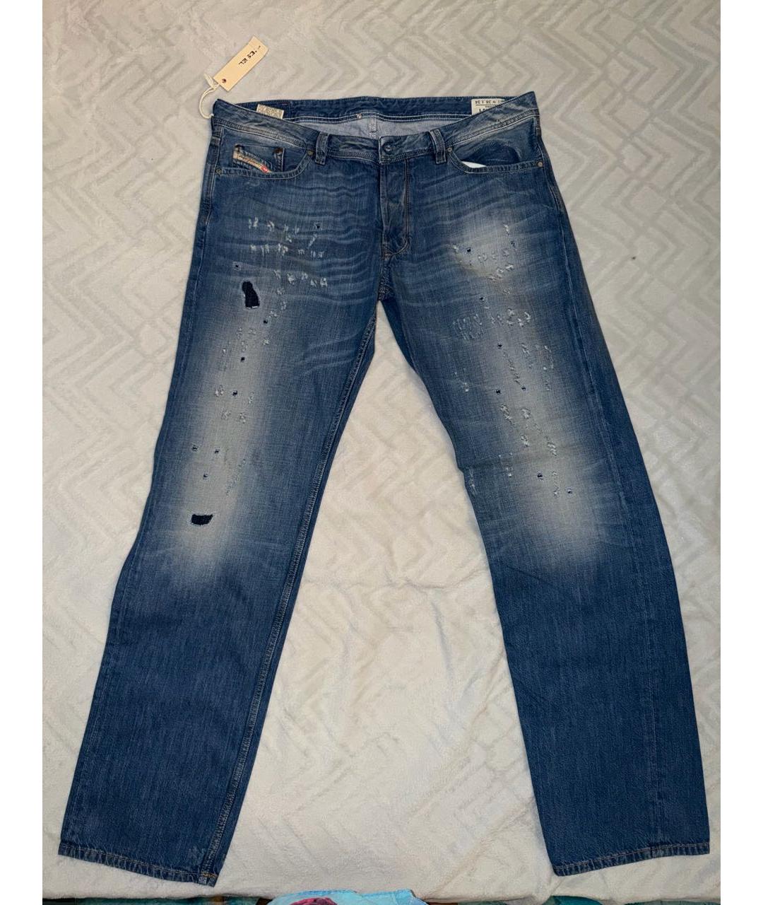 DIESEL Синие хлопковые прямые джинсы, фото 4
