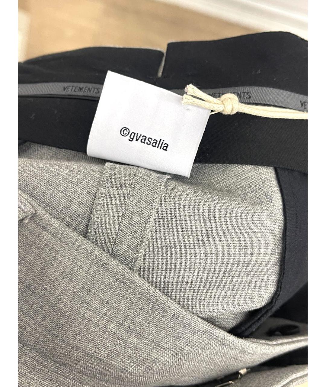 VETEMENTS Серые шерстяные классические брюки, фото 7