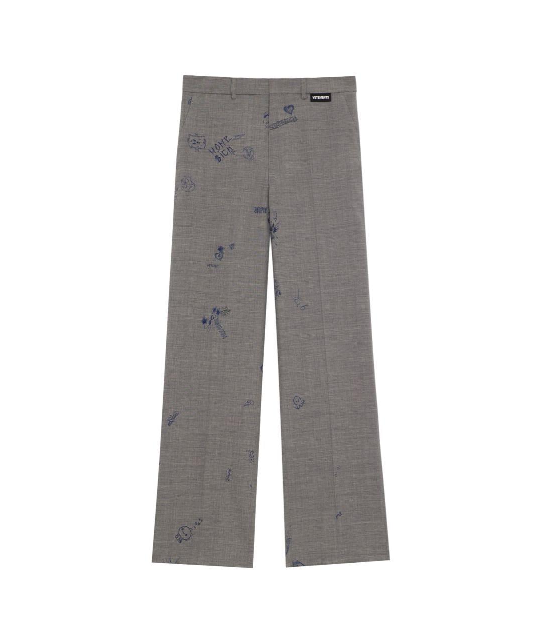 VETEMENTS Серые шерстяные классические брюки, фото 9