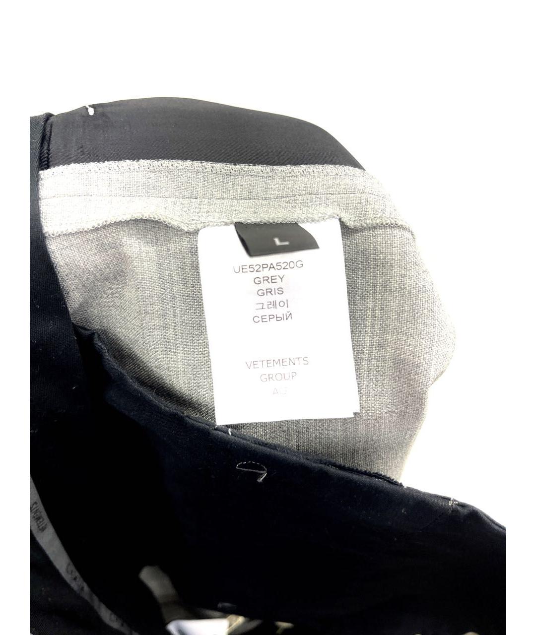 VETEMENTS Серые шерстяные классические брюки, фото 4