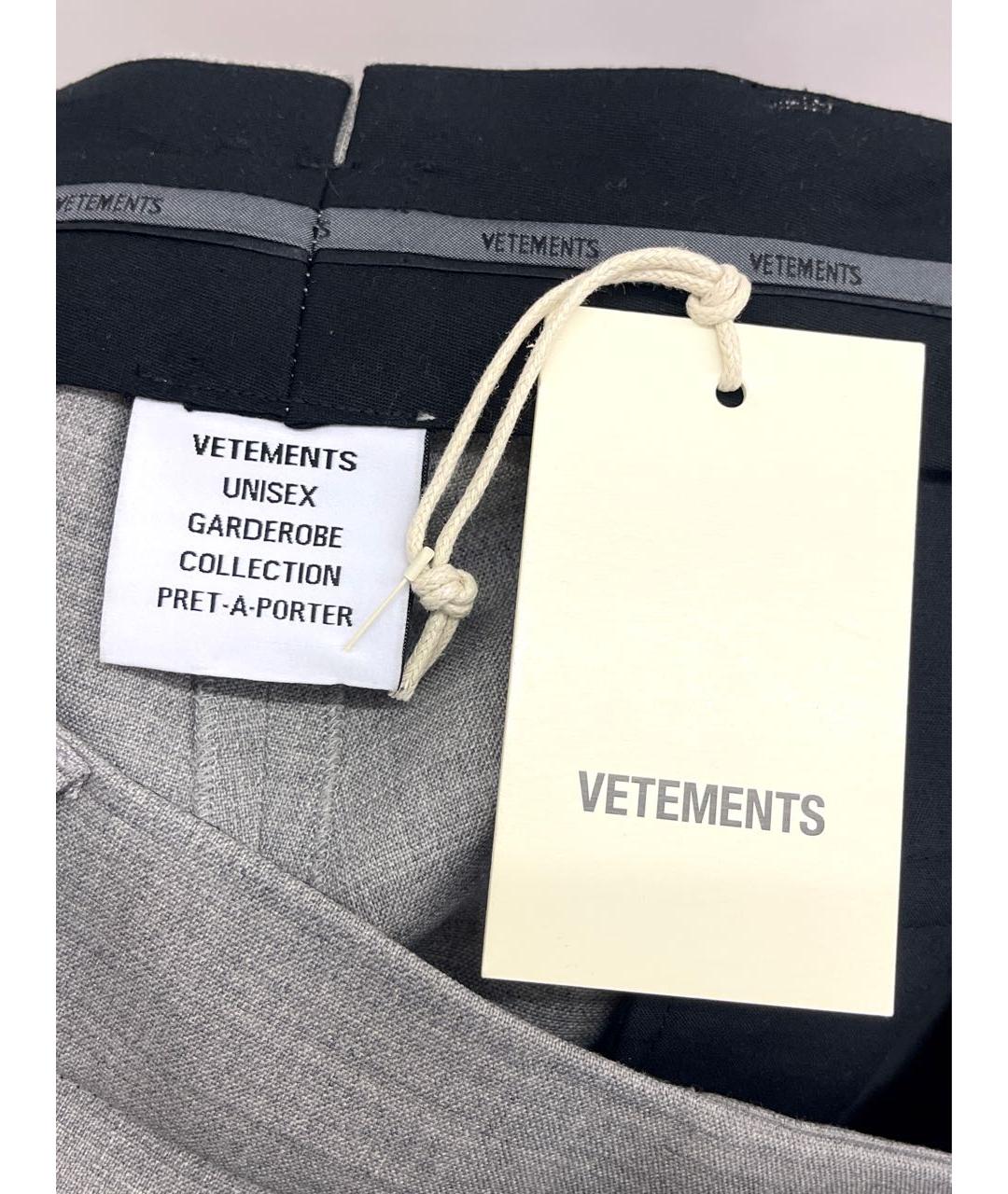 VETEMENTS Серые шерстяные классические брюки, фото 6