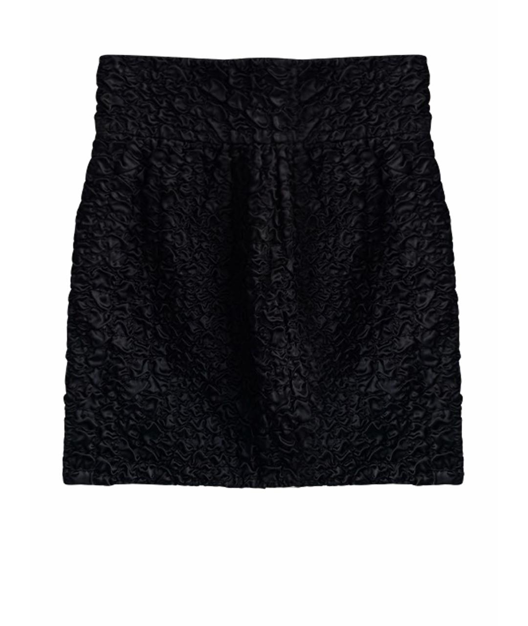 SAINT LAURENT Черная шелковая юбка мини, фото 1