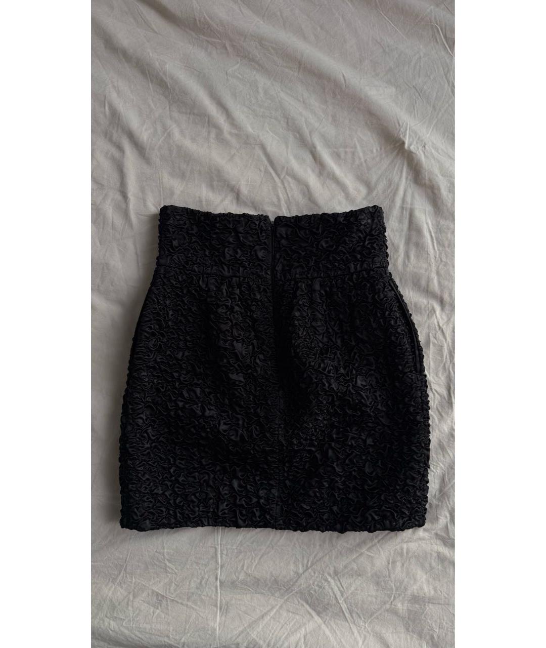 SAINT LAURENT Черная шелковая юбка мини, фото 2