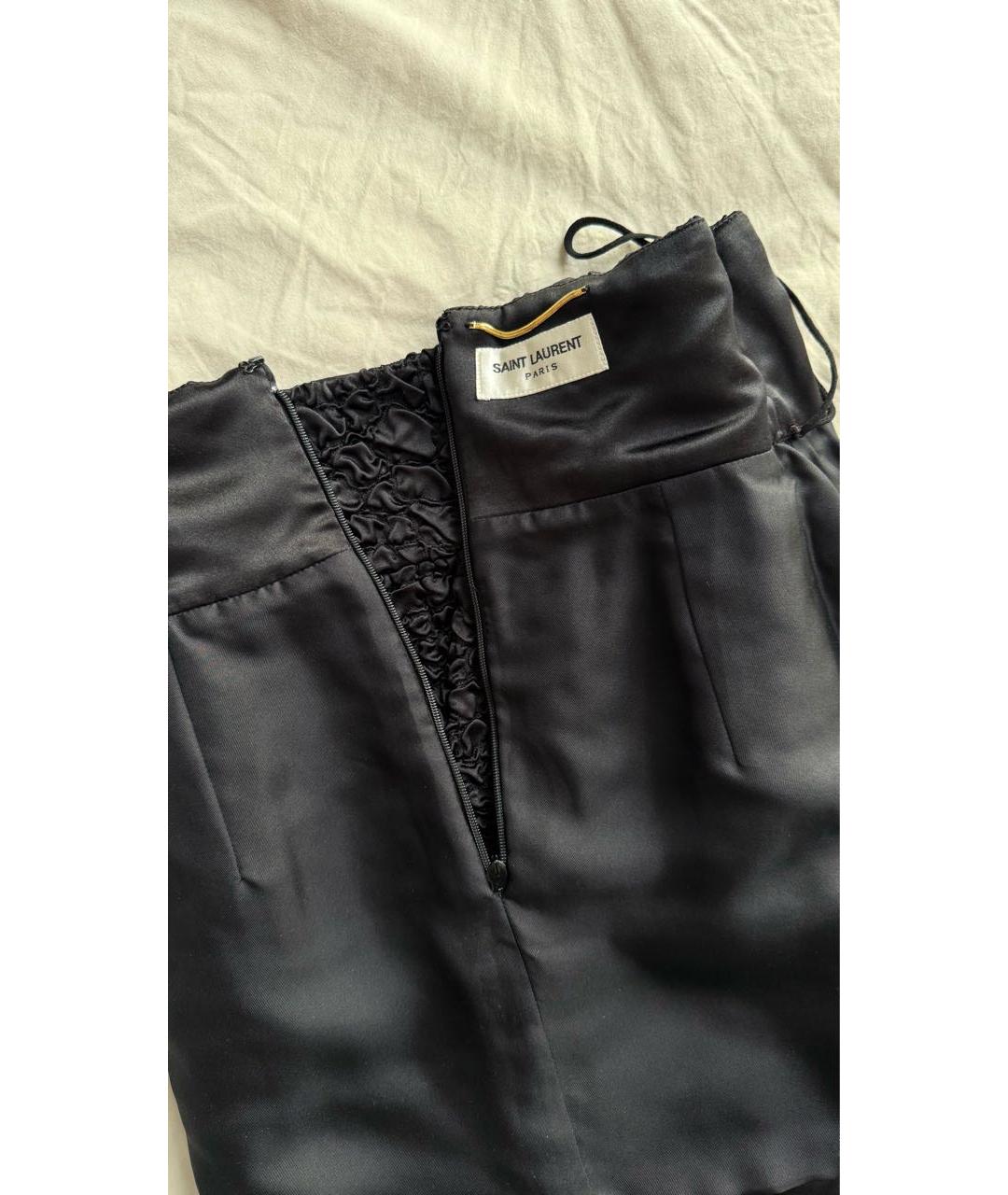 SAINT LAURENT Черная шелковая юбка мини, фото 3