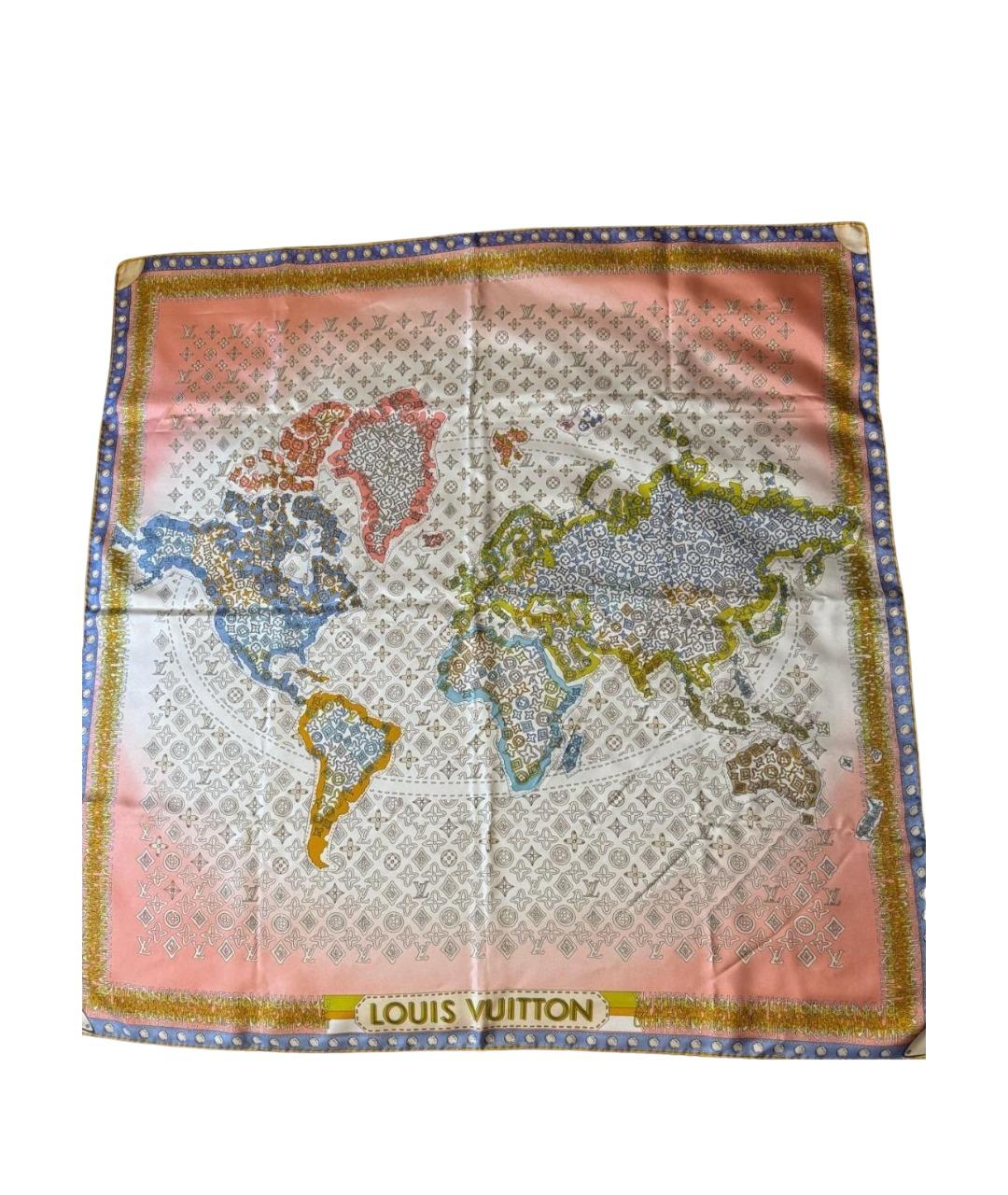LOUIS VUITTON Коралловый шелковый платок, фото 1