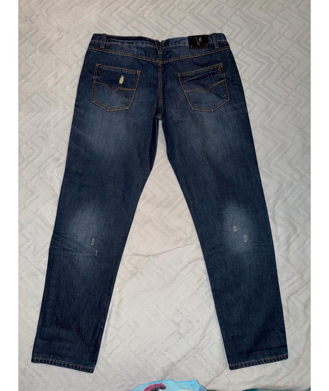 VERSACE JEANS COUTURE Темно-синие хлопковые прямые джинсы, фото 2