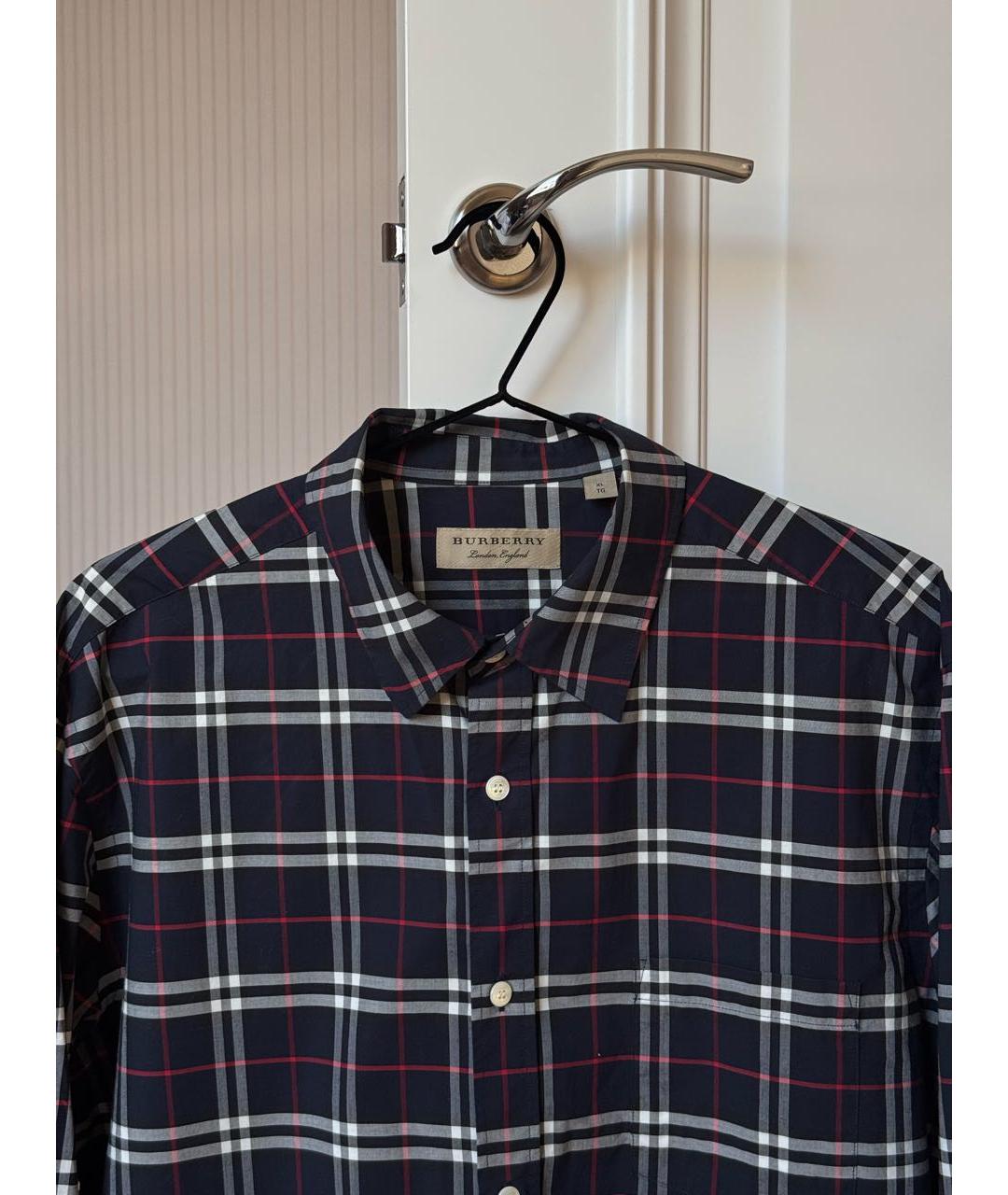 BURBERRY Темно-синяя хлопковая кэжуал рубашка, фото 2