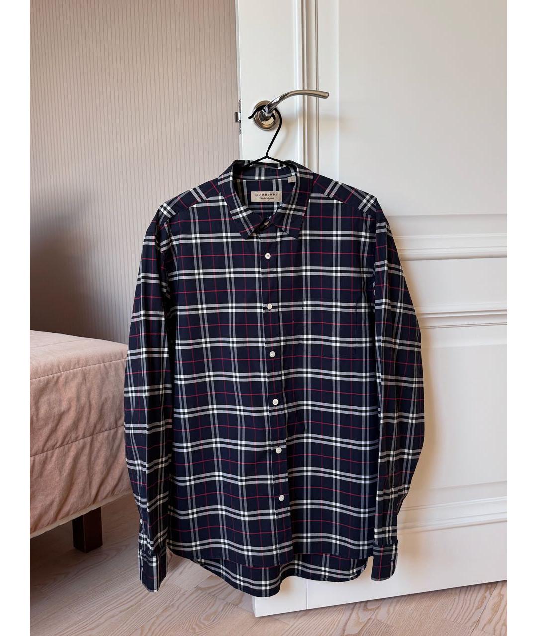 BURBERRY Темно-синяя хлопковая кэжуал рубашка, фото 6