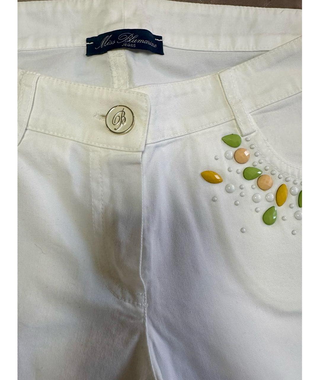 MISS BLUMARINE Белые хлопковые брюки и шорты, фото 4