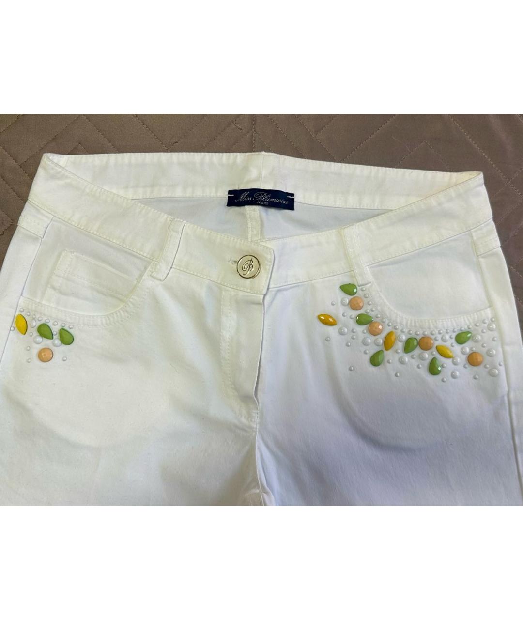 MISS BLUMARINE Белые хлопковые брюки и шорты, фото 3