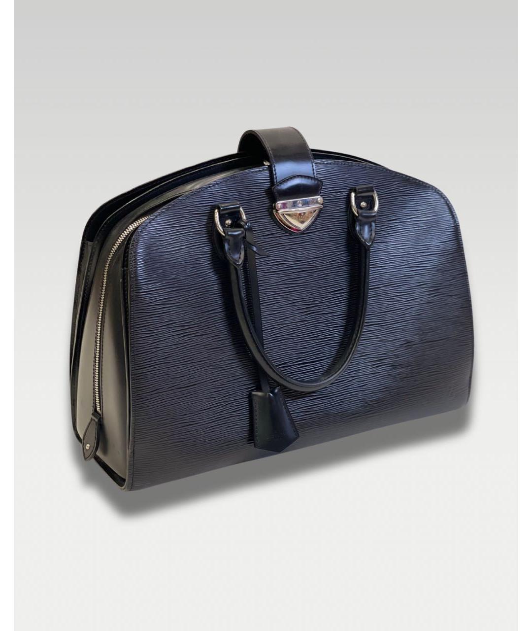 LOUIS VUITTON Черная кожаная сумка с короткими ручками, фото 2