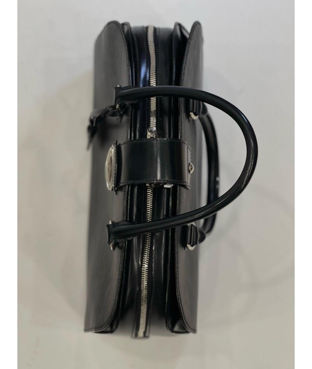 LOUIS VUITTON Черная кожаная сумка с короткими ручками, фото 3