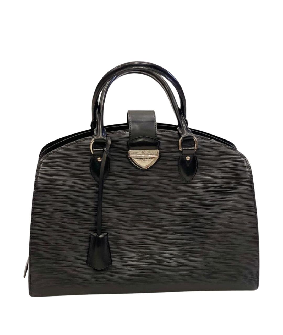 LOUIS VUITTON Черная кожаная сумка с короткими ручками, фото 1