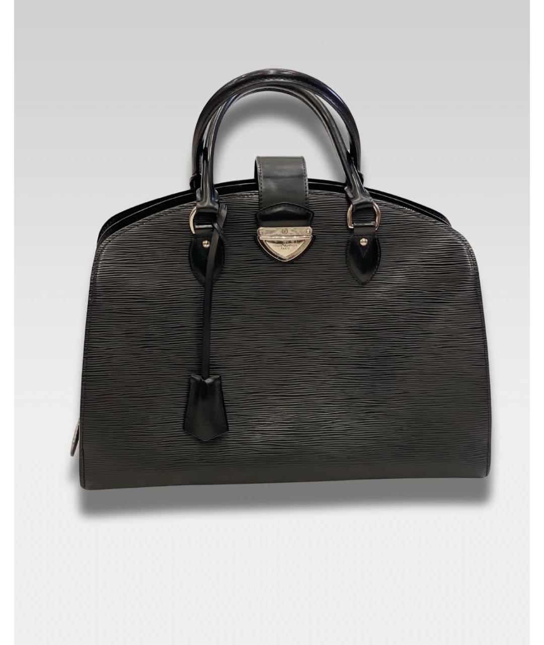 LOUIS VUITTON Черная кожаная сумка с короткими ручками, фото 7