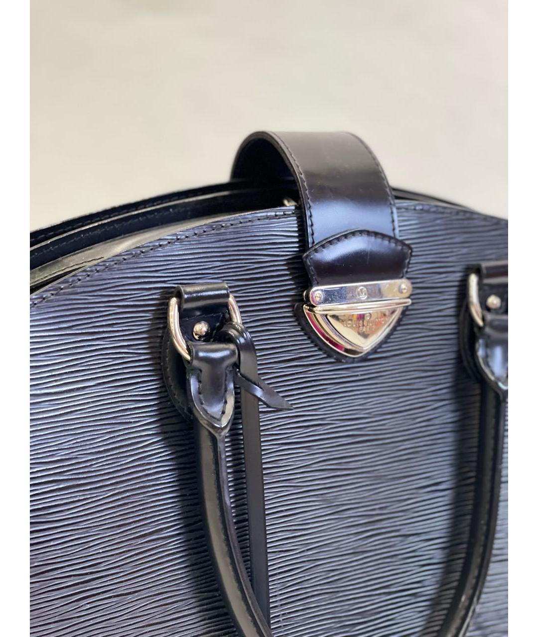 LOUIS VUITTON Черная кожаная сумка с короткими ручками, фото 4