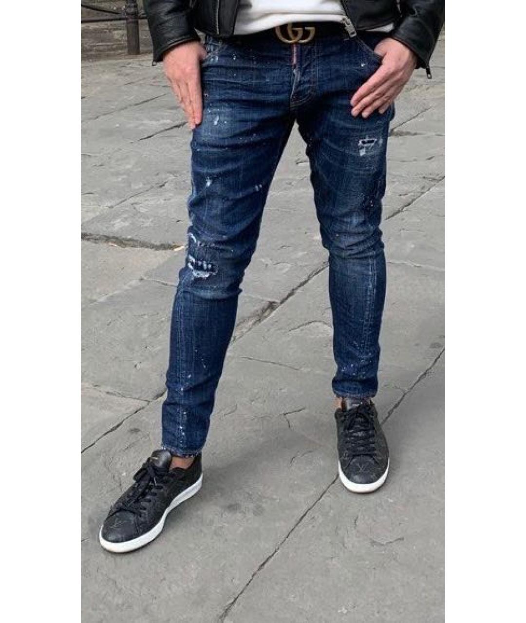 DSQUARED2 Темно-синие хлопковые джинсы скинни, фото 4