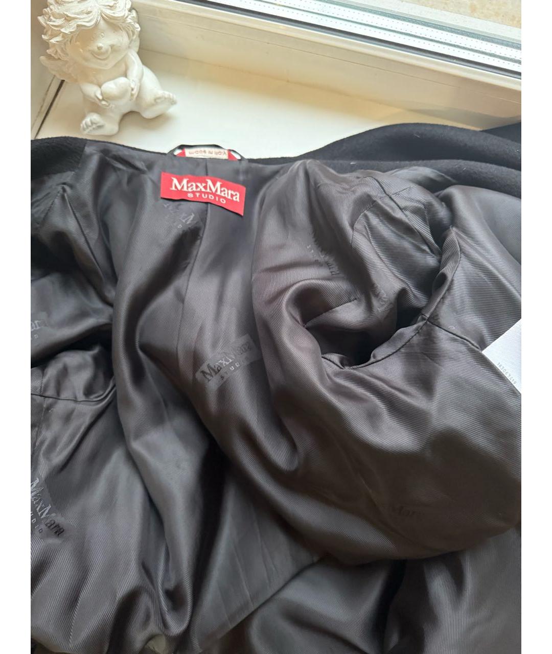 MAX MARA STUDIO Черное шерстяное пальто, фото 5