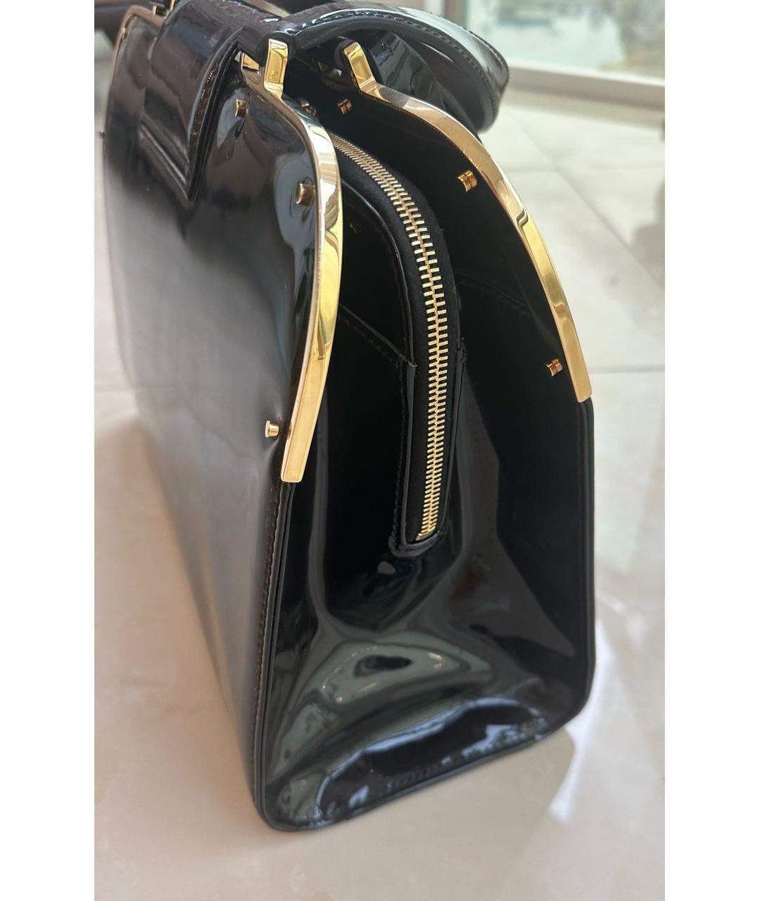 YVES SAINT LAURENT VINTAGE Черная сумка с короткими ручками из лакированной кожи, фото 2