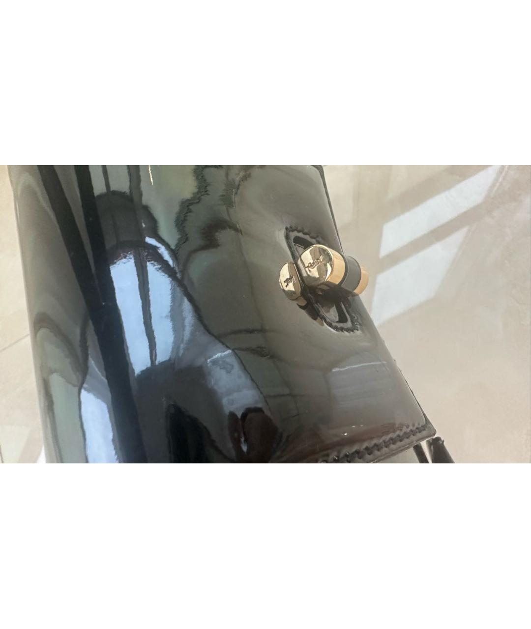 YVES SAINT LAURENT VINTAGE Черная сумка с короткими ручками из лакированной кожи, фото 4