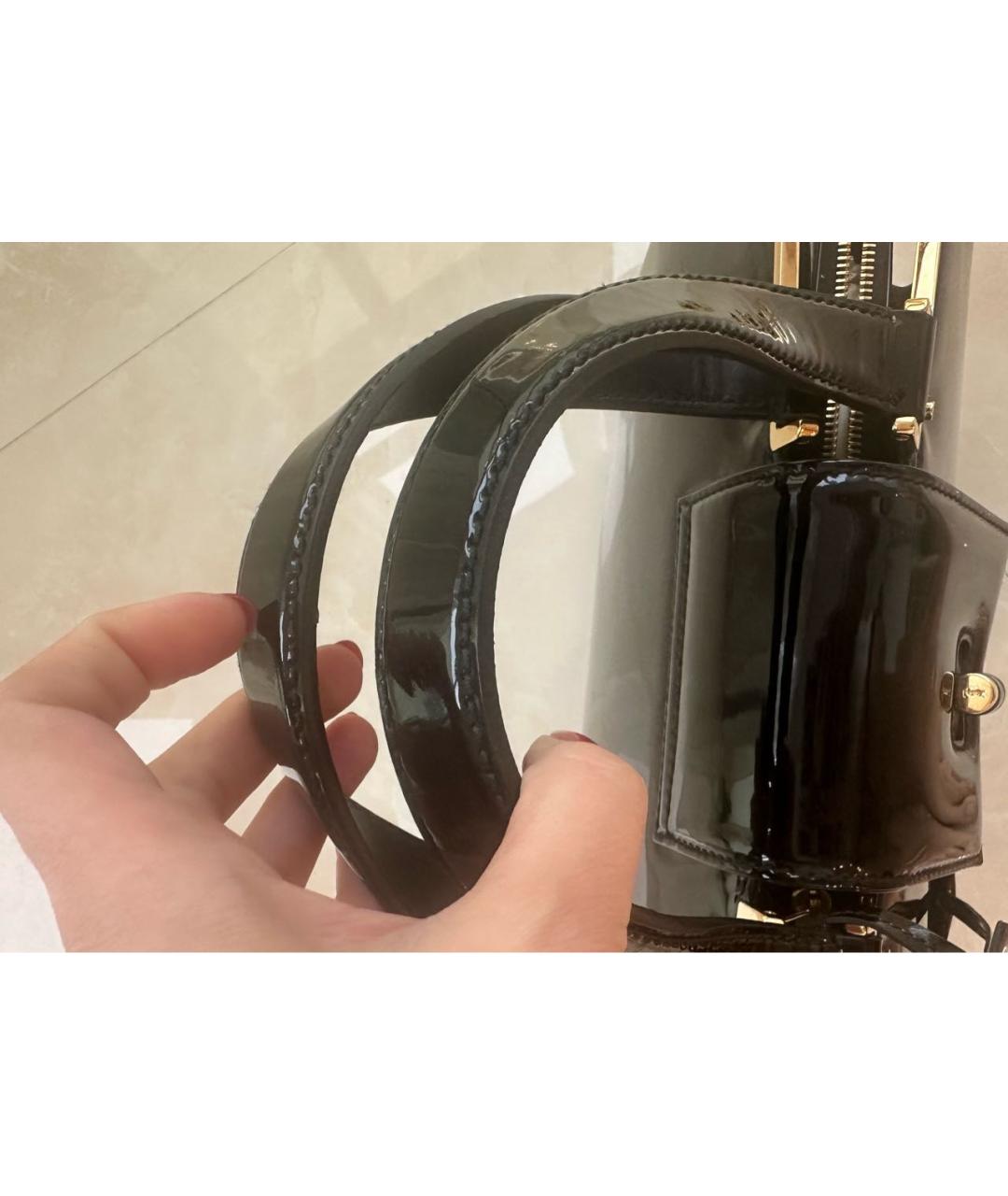 YVES SAINT LAURENT VINTAGE Черная сумка с короткими ручками из лакированной кожи, фото 5