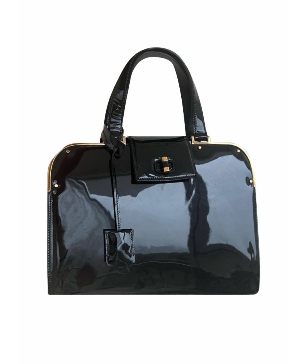 YVES SAINT LAURENT VINTAGE Черная сумка с короткими ручками из лакированной кожи, фото 1