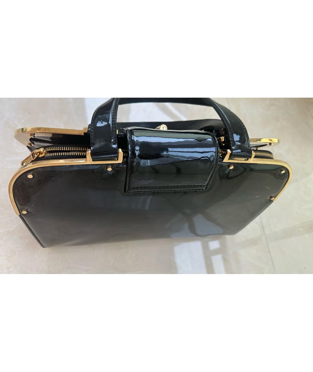 YVES SAINT LAURENT VINTAGE Черная сумка с короткими ручками из лакированной кожи, фото 3