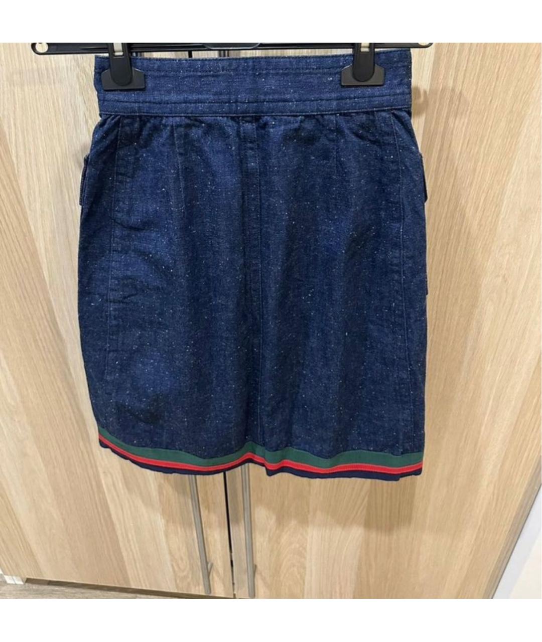 GUCCI Синяя деним юбка миди, фото 6