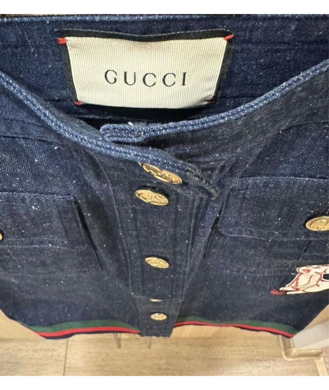GUCCI Синяя деним юбка миди, фото 3