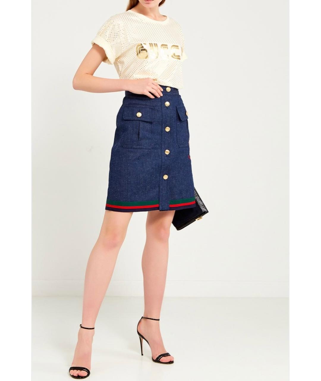 GUCCI Синяя деним юбка миди, фото 2
