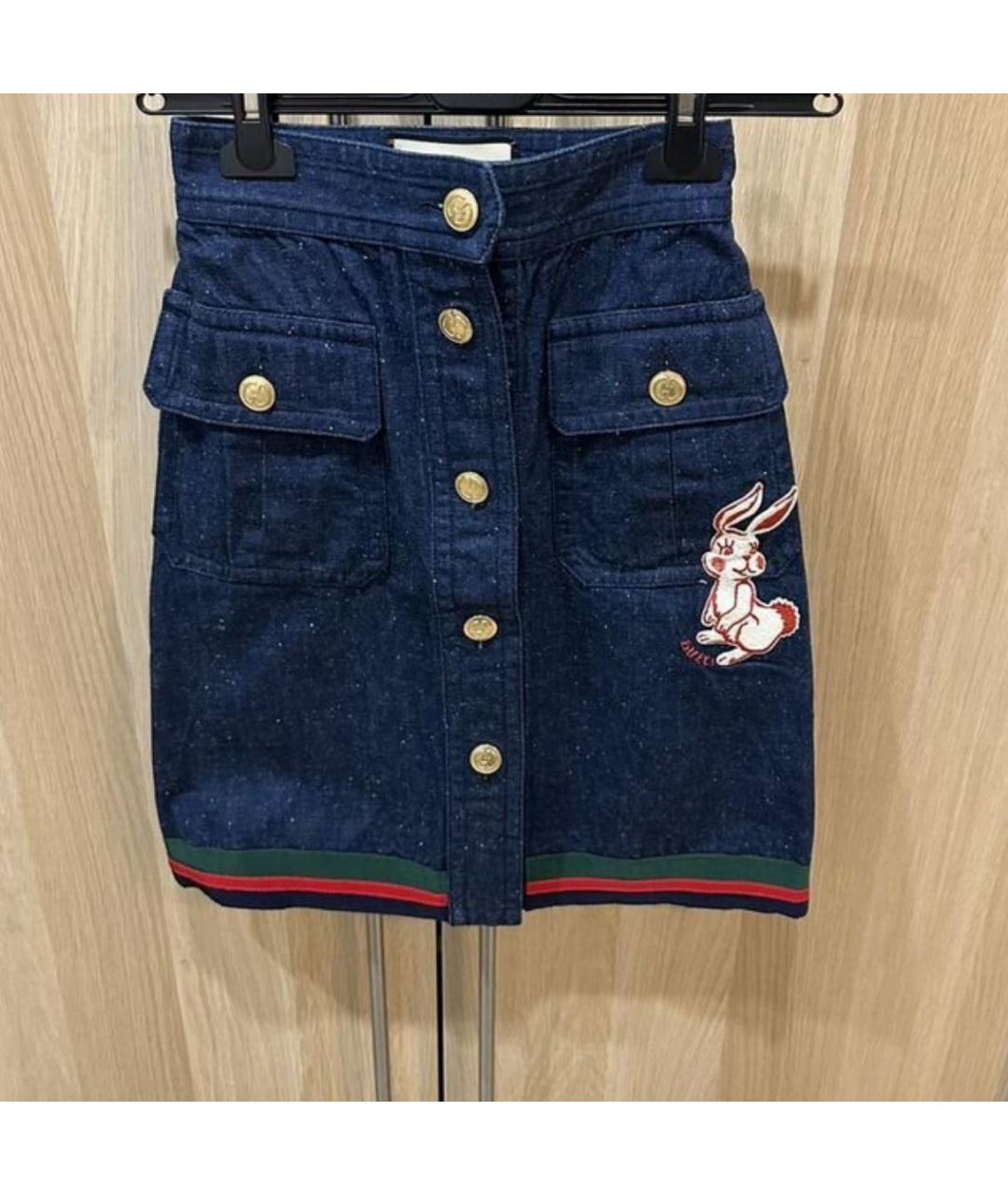 GUCCI Синяя деним юбка миди, фото 7