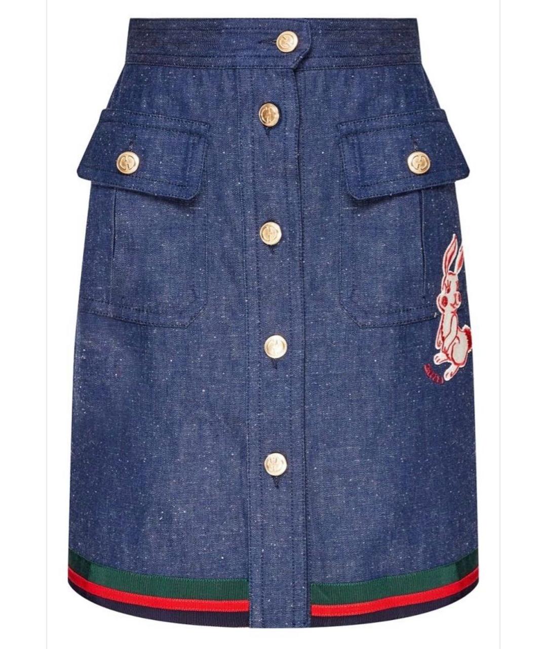 GUCCI Синяя деним юбка миди, фото 9