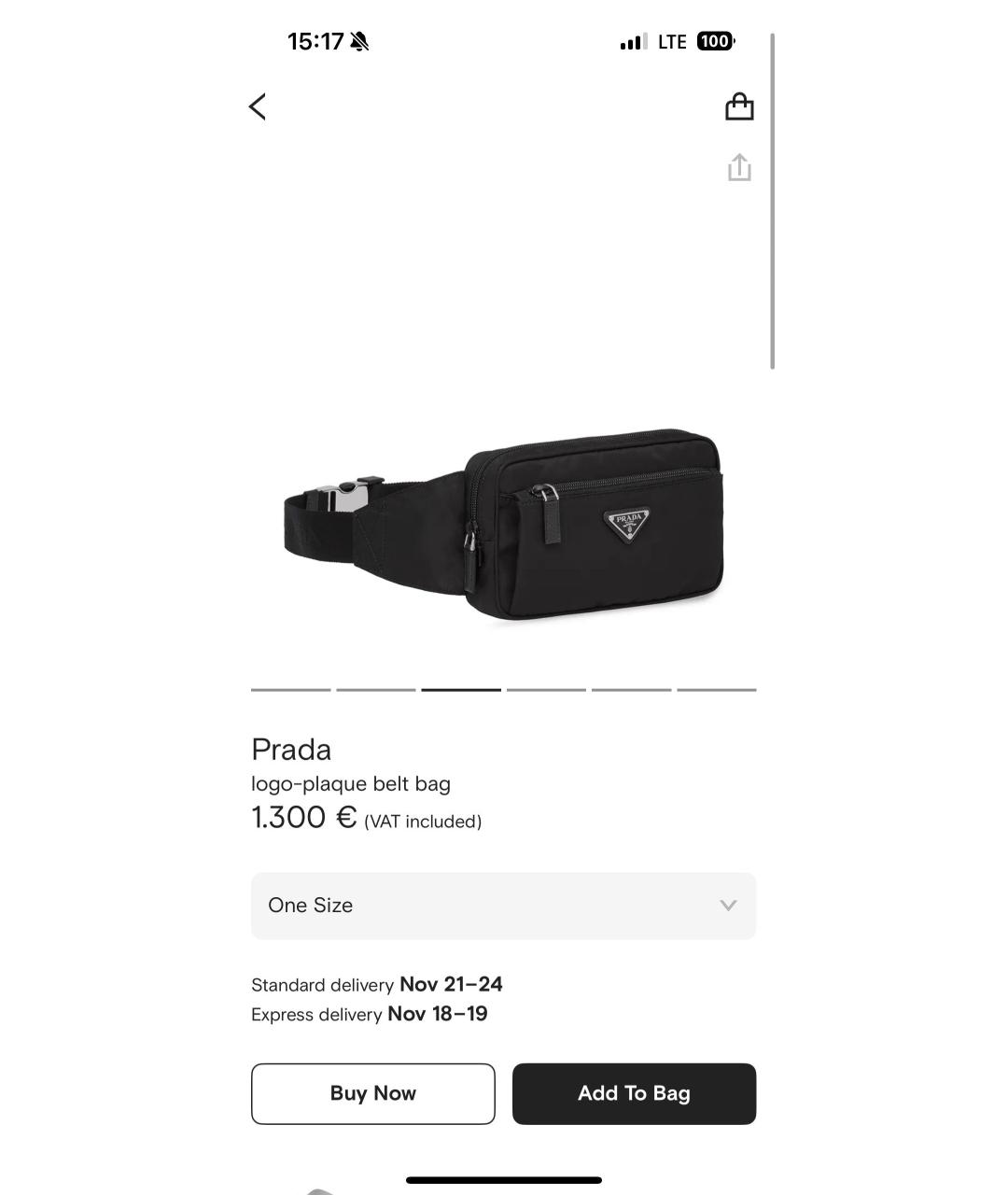 PRADA Черная тканевая поясная сумка, фото 4