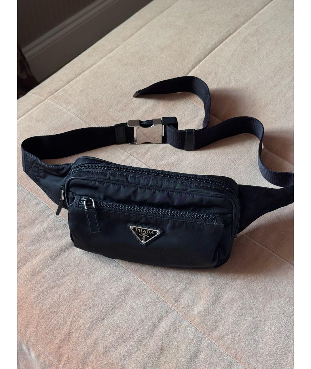 PRADA Черная тканевая поясная сумка, фото 5