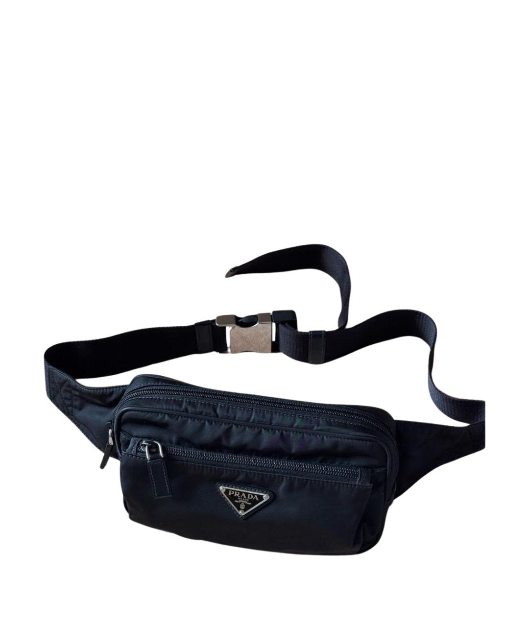 PRADA Черная тканевая поясная сумка, фото 1