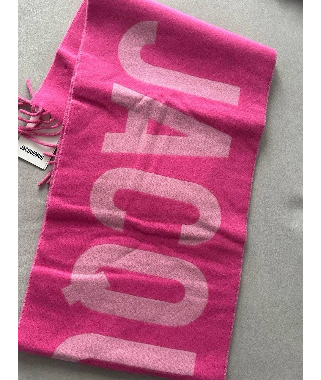 JACQUEMUS Розовый шерстяной шарф, фото 5