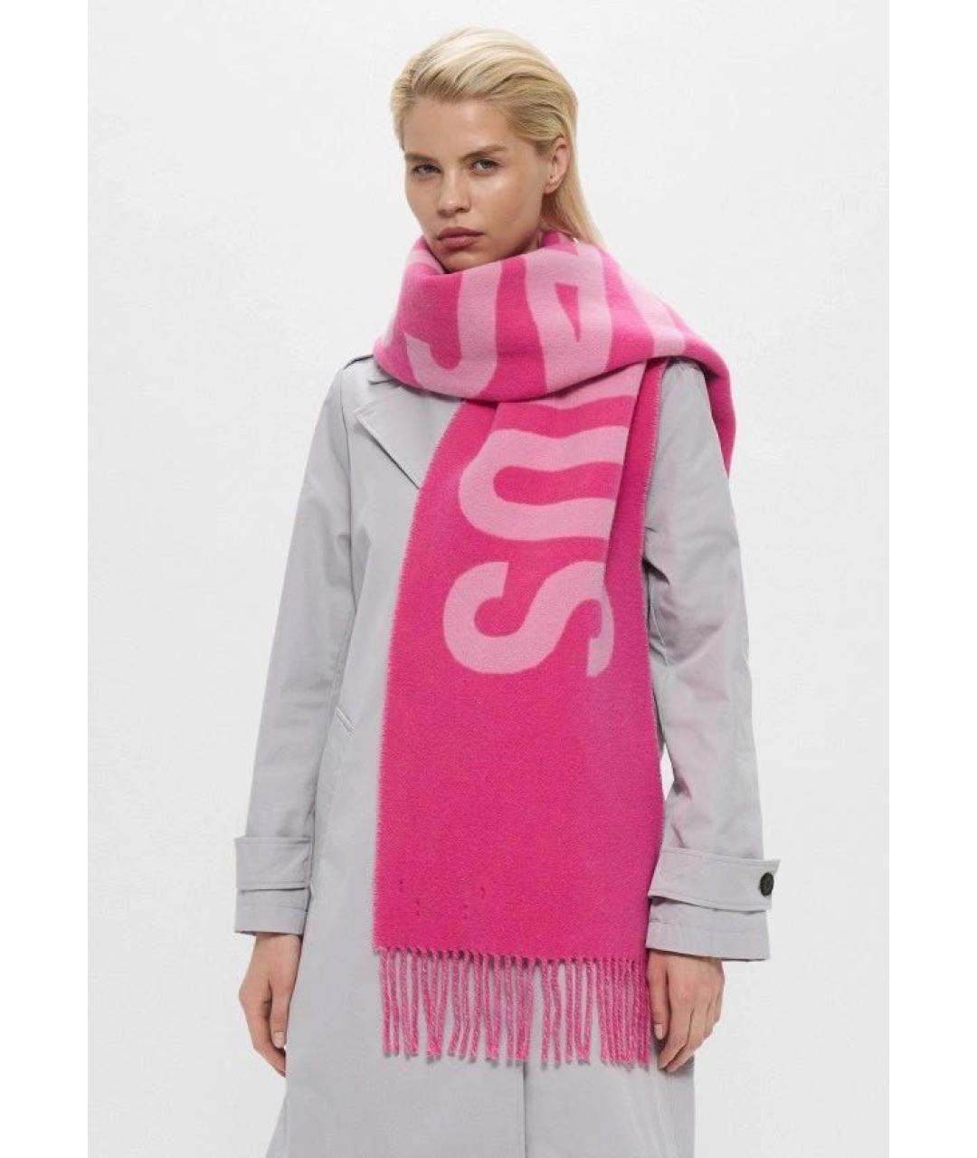 JACQUEMUS Розовый шерстяной шарф, фото 2