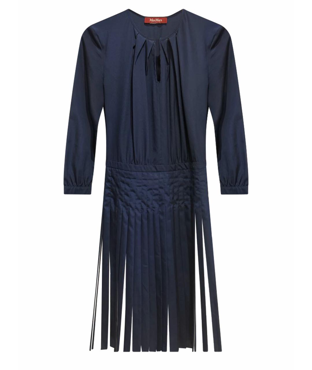 MAX MARA Темно-синее шелковое повседневное платье, фото 1