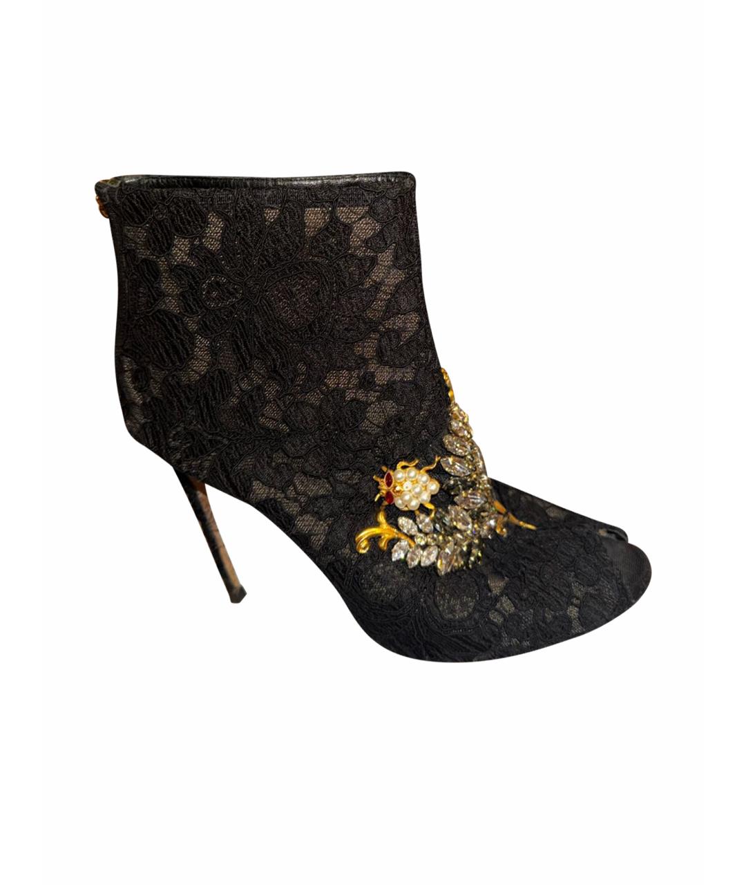 DOLCE&GABBANA Черные текстильные ботильоны, фото 1