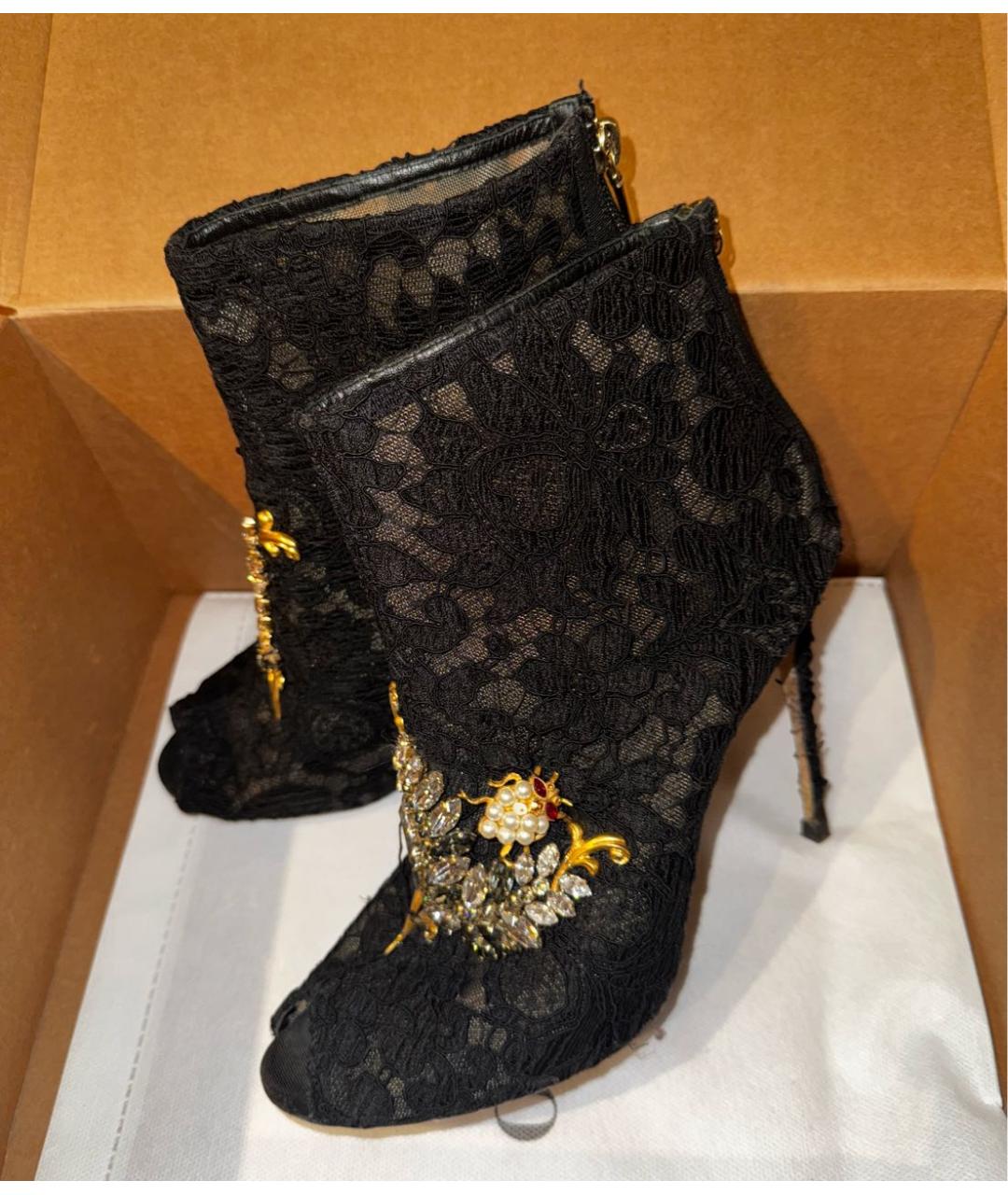 DOLCE&GABBANA Черные текстильные ботильоны, фото 7
