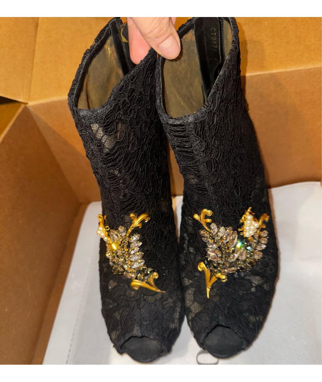 DOLCE&GABBANA Черные текстильные ботильоны, фото 6