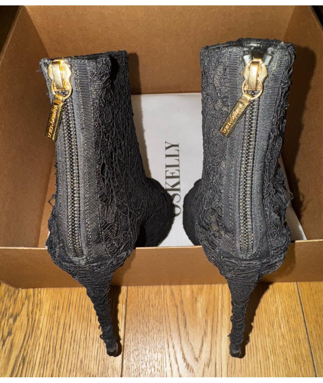 DOLCE&GABBANA Черные текстильные ботильоны, фото 5