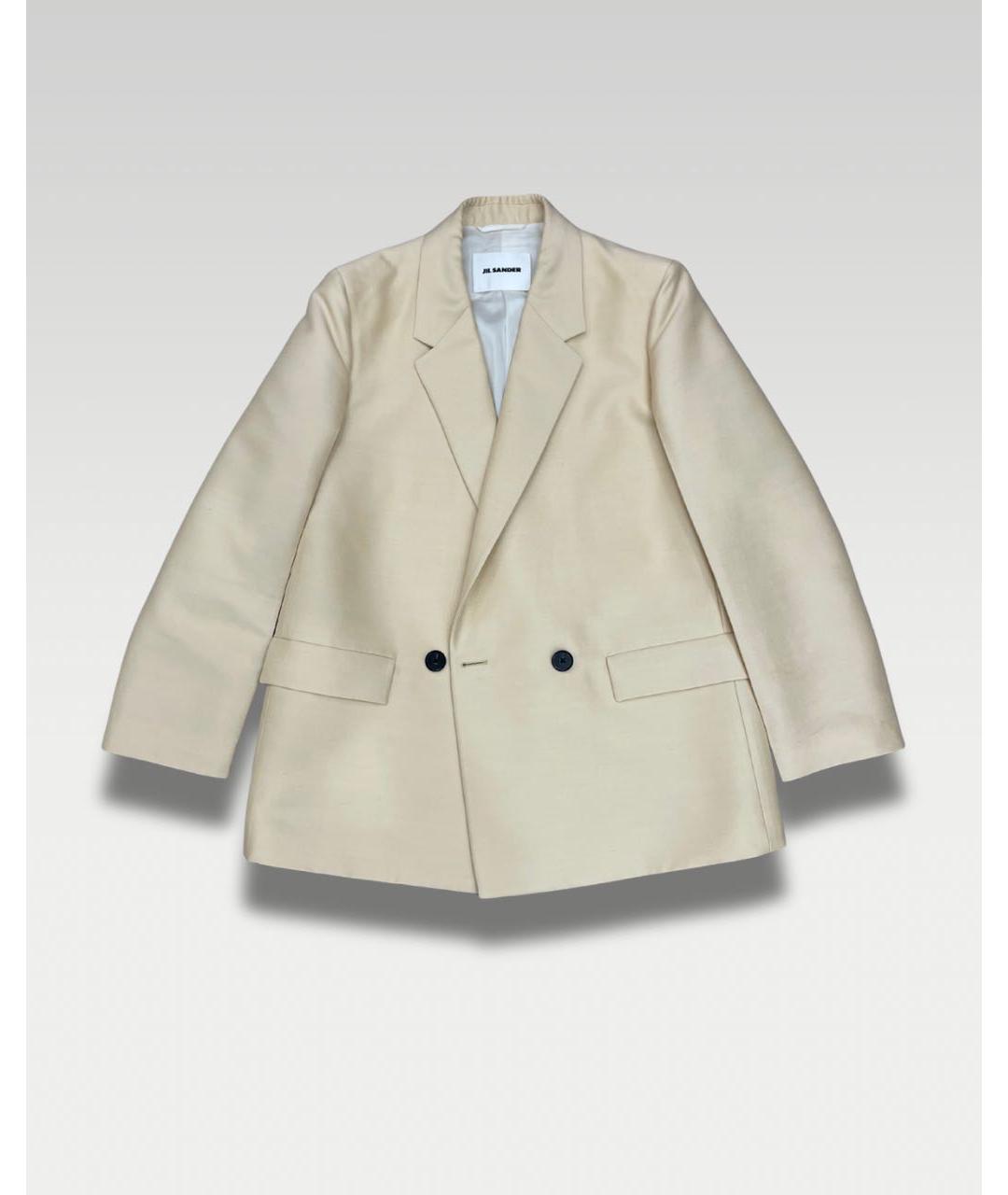 JIL SANDER Бежевый шерстяной жакет/пиджак, фото 8