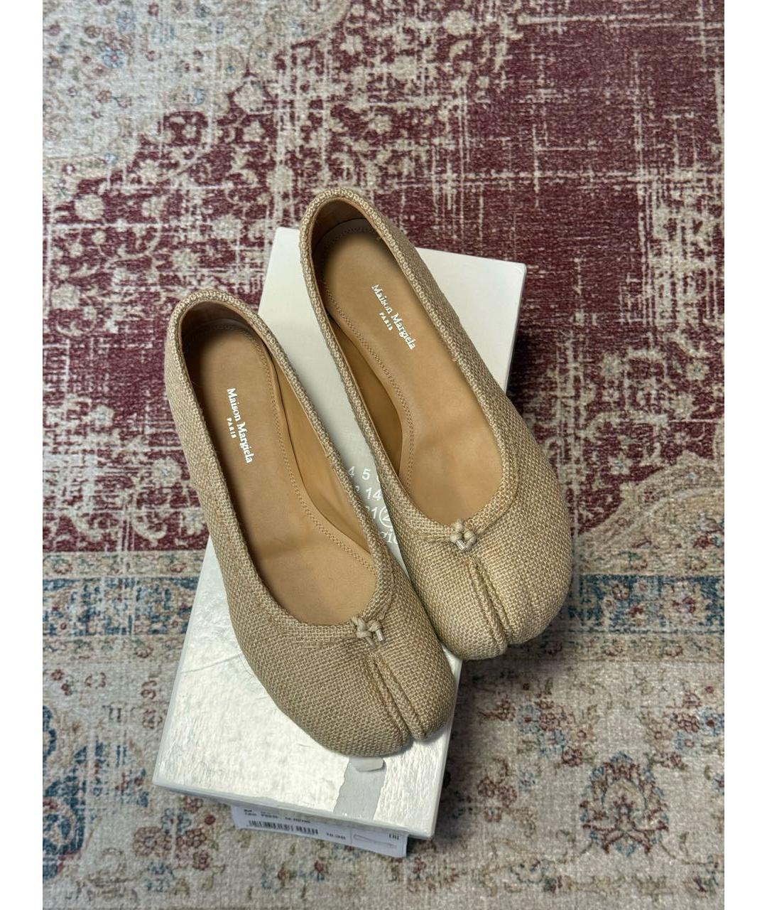 MAISON MARGIELA Бежевые текстильные балетки, фото 2