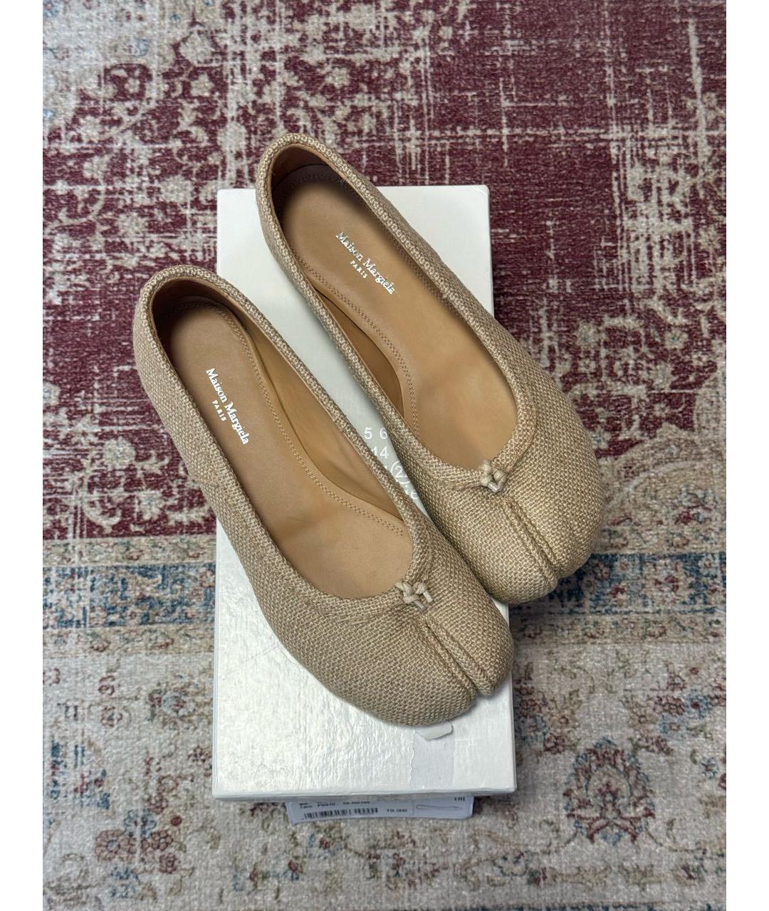 MAISON MARGIELA Бежевые текстильные балетки, фото 3